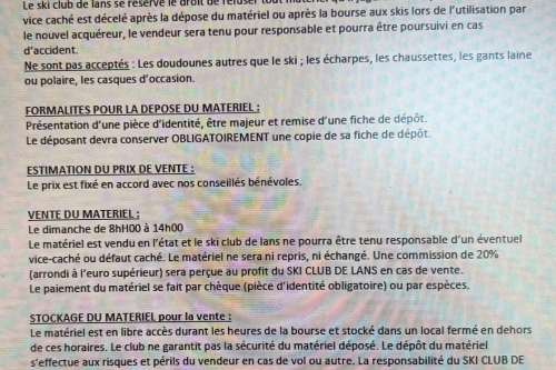 Le REGLEMENT de la Bourse aux skis